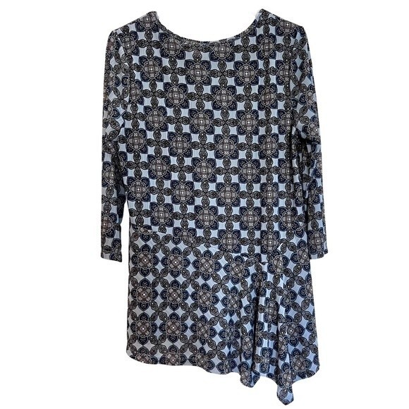 Dana Buchman keyhole asymmetrical print top size large - Picture 3 of 6